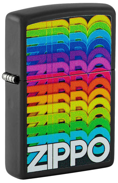 Zippo 46234 vžigalnik Rainbow Zippo Logo, Black Matte
