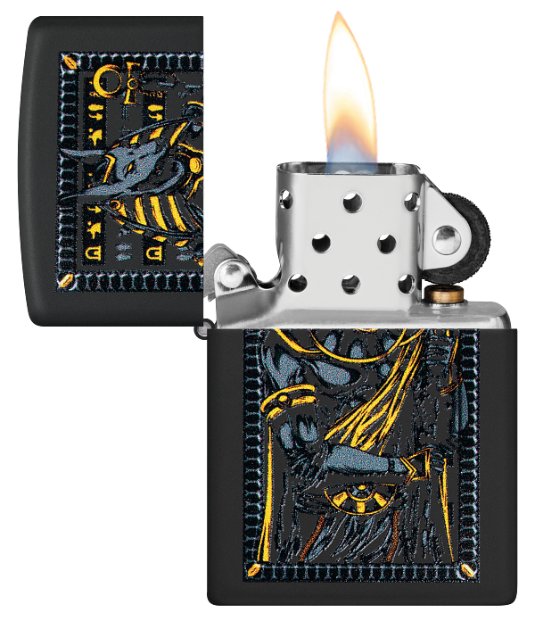 Zippo 46245 vžigalnik Egyptian God Anubus, Black Matte