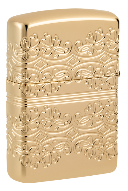 Zippo 46301 vžigalnik Armor Elegant Golden Clover, High Polish Gold Plate