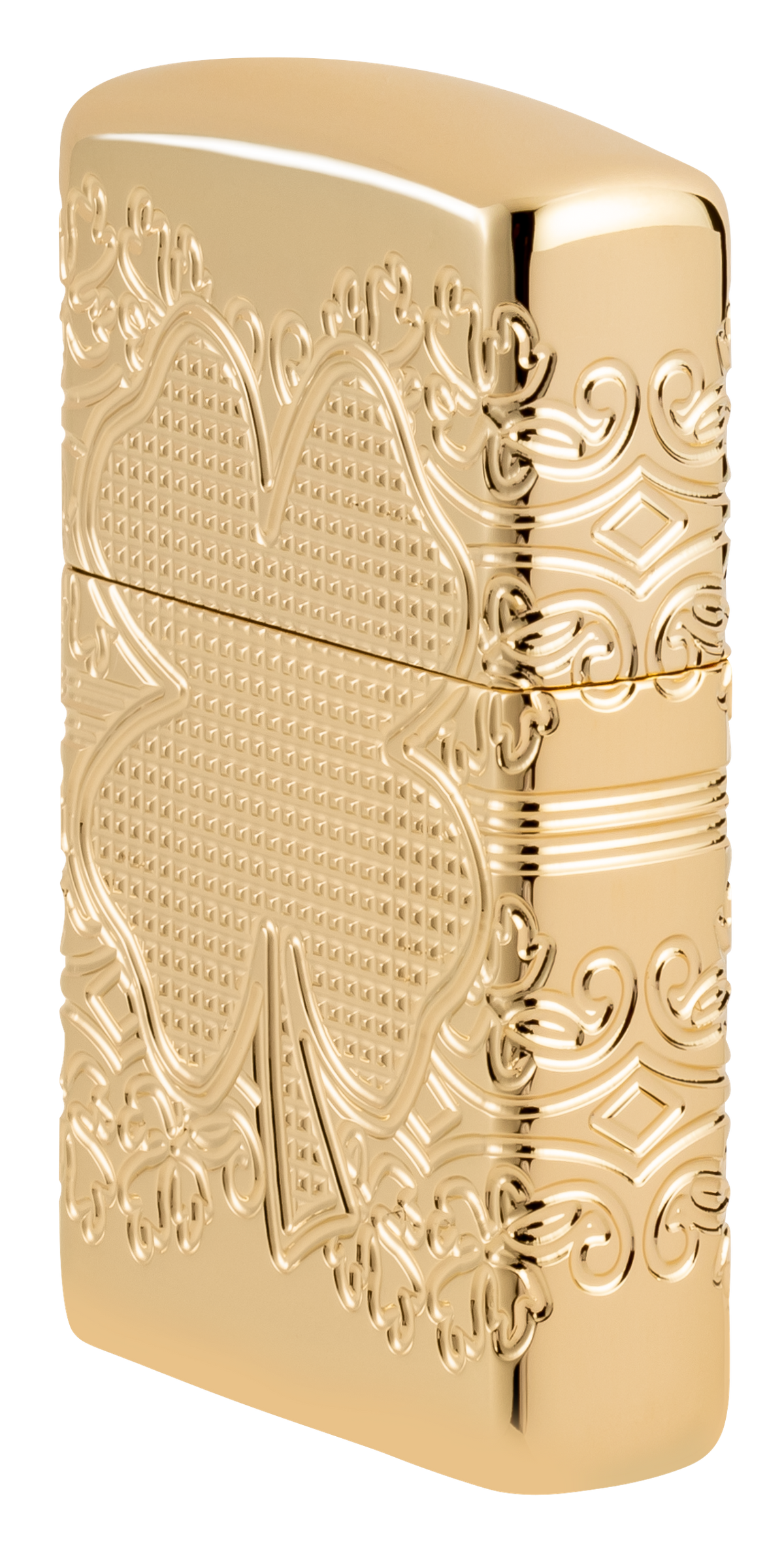 Zippo 46301 vžigalnik Armor Elegant Golden Clover, High Polish Gold Plate