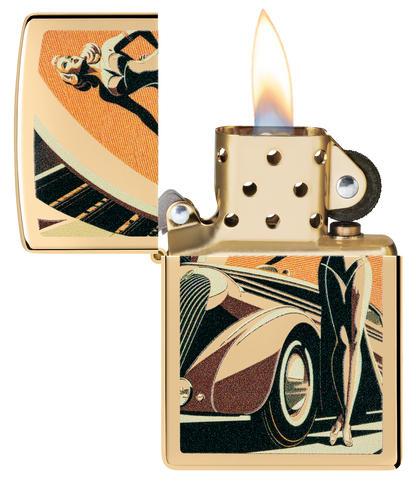 Zippo 60.007.258 vžigalnik Vintage Car & Woman