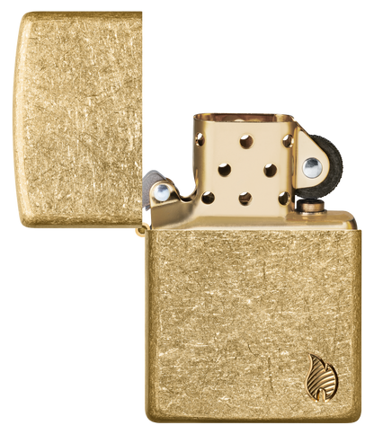 Zippo vžigalnik 46398 Armor Flame, Tumbled Brass