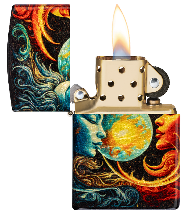 Zippo 46563 vžigalnik Spiritual Sun and Moon, 540 Tumbled Brass