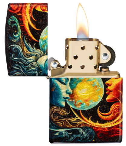 Zippo 46563 vžigalnik Spiritual Sun and Moon, 540 Tumbled Brass
