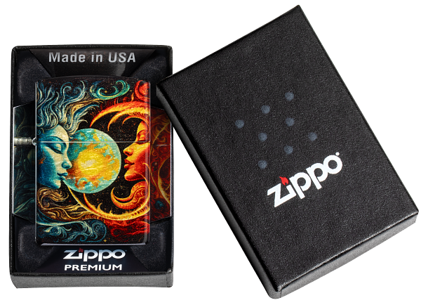 Zippo 46563 vžigalnik Spiritual Sun and Moon, 540 Tumbled Brass