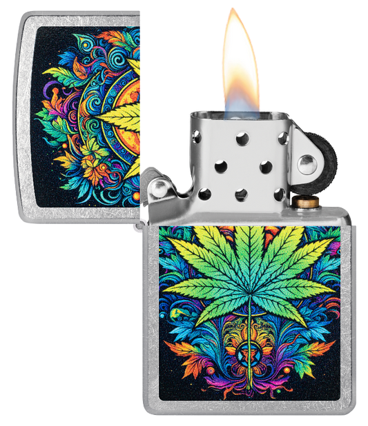 Zippo 46575 vžigalnik Psychedelic Cannabis, Street Chrome
