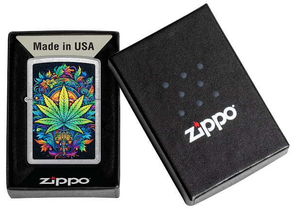 Zippo 46575 vžigalnik Psychedelic Cannabis, Street Chrome