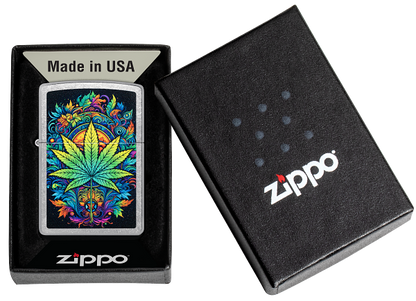 Zippo 46575 vžigalnik Psychedelic Cannabis, Street Chrome