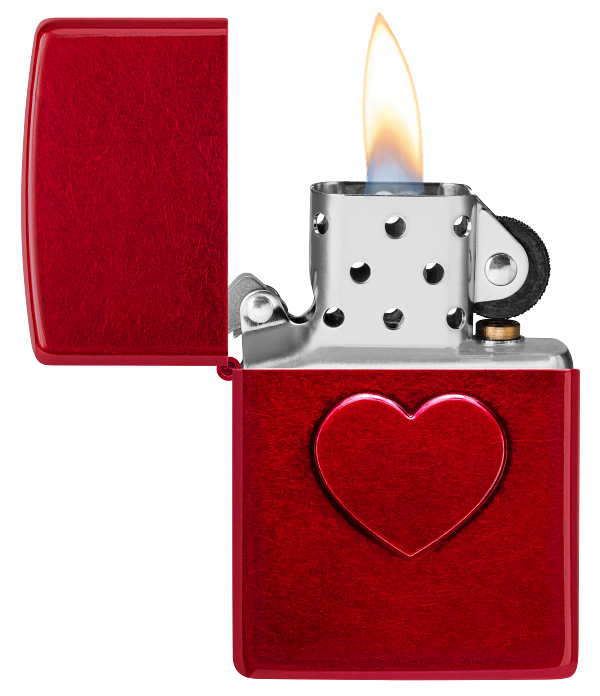 Zippo 46588 vžigalnik 3D Stamped Heart, Candy Apple Red