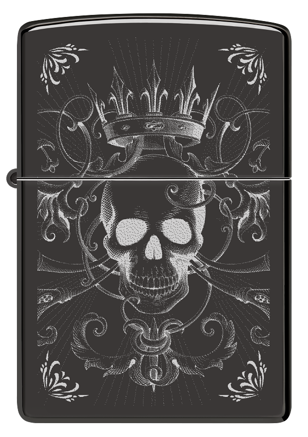 Zippo 46699 vžigalnik Gothic King Skull, High Polish Black