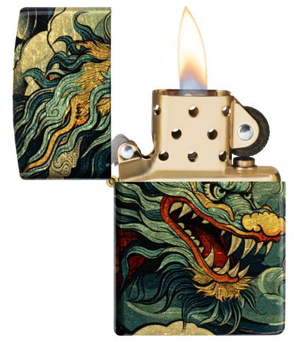 Zippo 46705 vžigalnik Asian Dragon, 540 Tumbled Brass