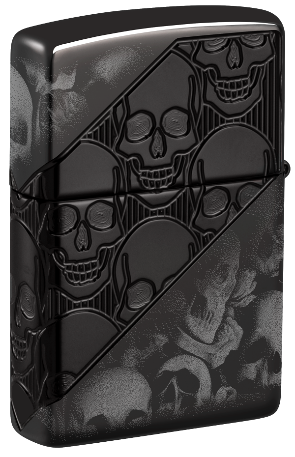 Zippo 46751 vžigalnik Skulls Armor, High Polish Black