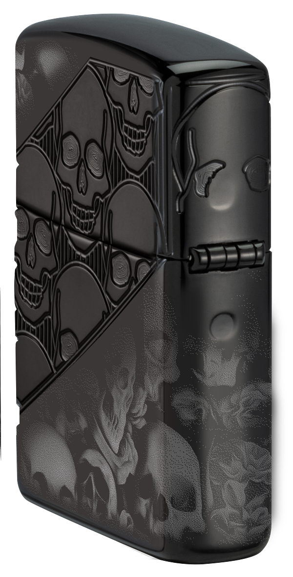 Zippo 46751 vžigalnik Skulls Armor, High Polish Black