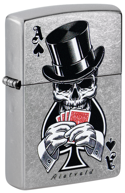 Zippo 47112 vžigalnik Gentleman Skull & Poker by Rietveld