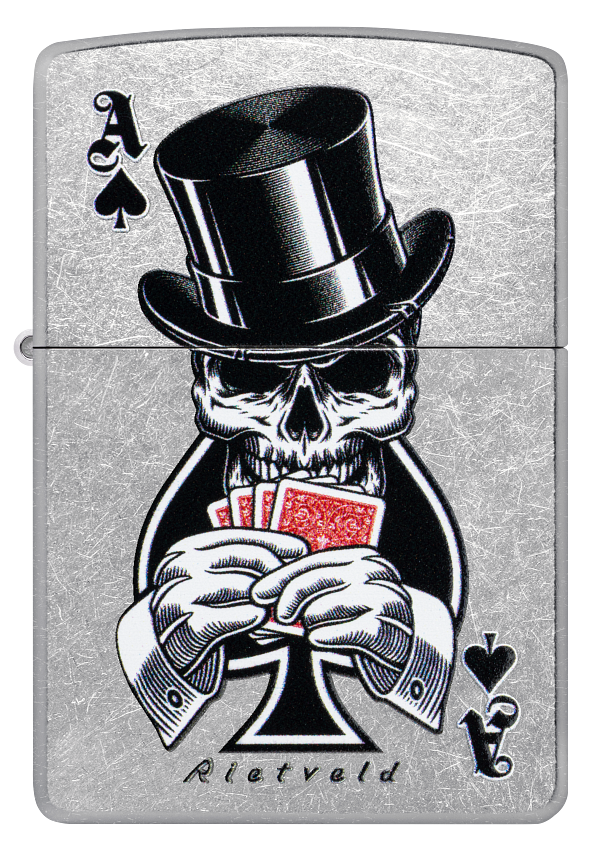 Zippo 47112 vžigalnik Gentleman Skull & Poker by Rietveld