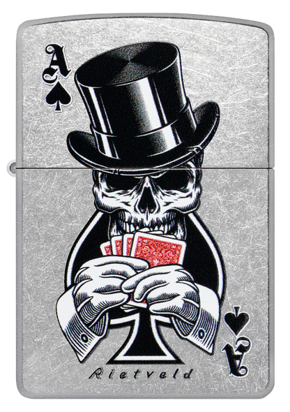 Zippo 47112 vžigalnik Gentleman Skull & Poker by Rietveld