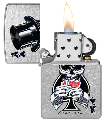Zippo 47112 vžigalnik Gentleman Skull & Poker by Rietveld