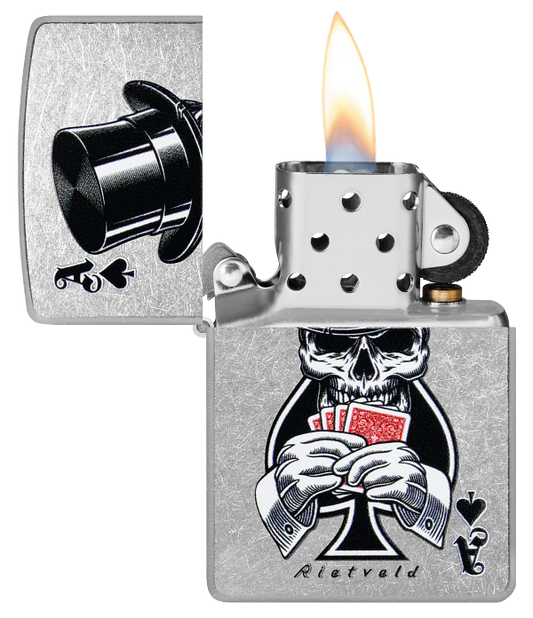 Zippo 47112 vžigalnik Gentleman Skull & Poker by Rietveld