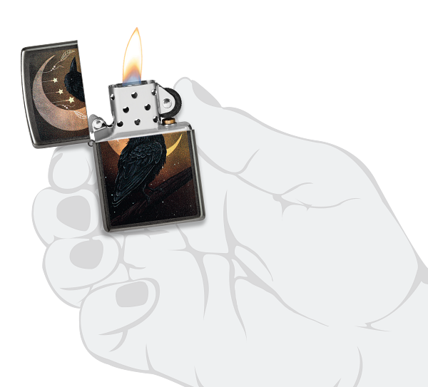 Zippo 47135 vžigalnik Crow and Crescent Moon