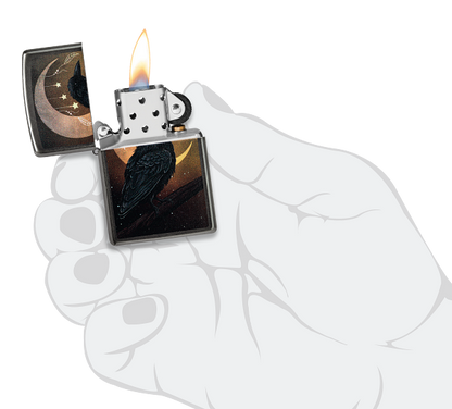 Zippo 47135 vžigalnik Crow and Crescent Moon