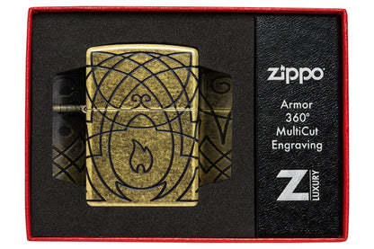 Zippo 47254 vžigalnik Elegant Flame Armor, Antique Brass