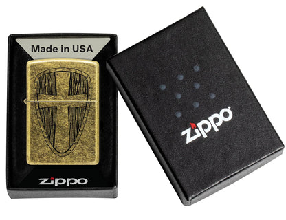 Zippo 47260 vžigalnik Vintage Cross, Antique Brass