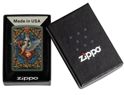 Zippo 47261 vžigalnik Mythical Griffin, Green Matte