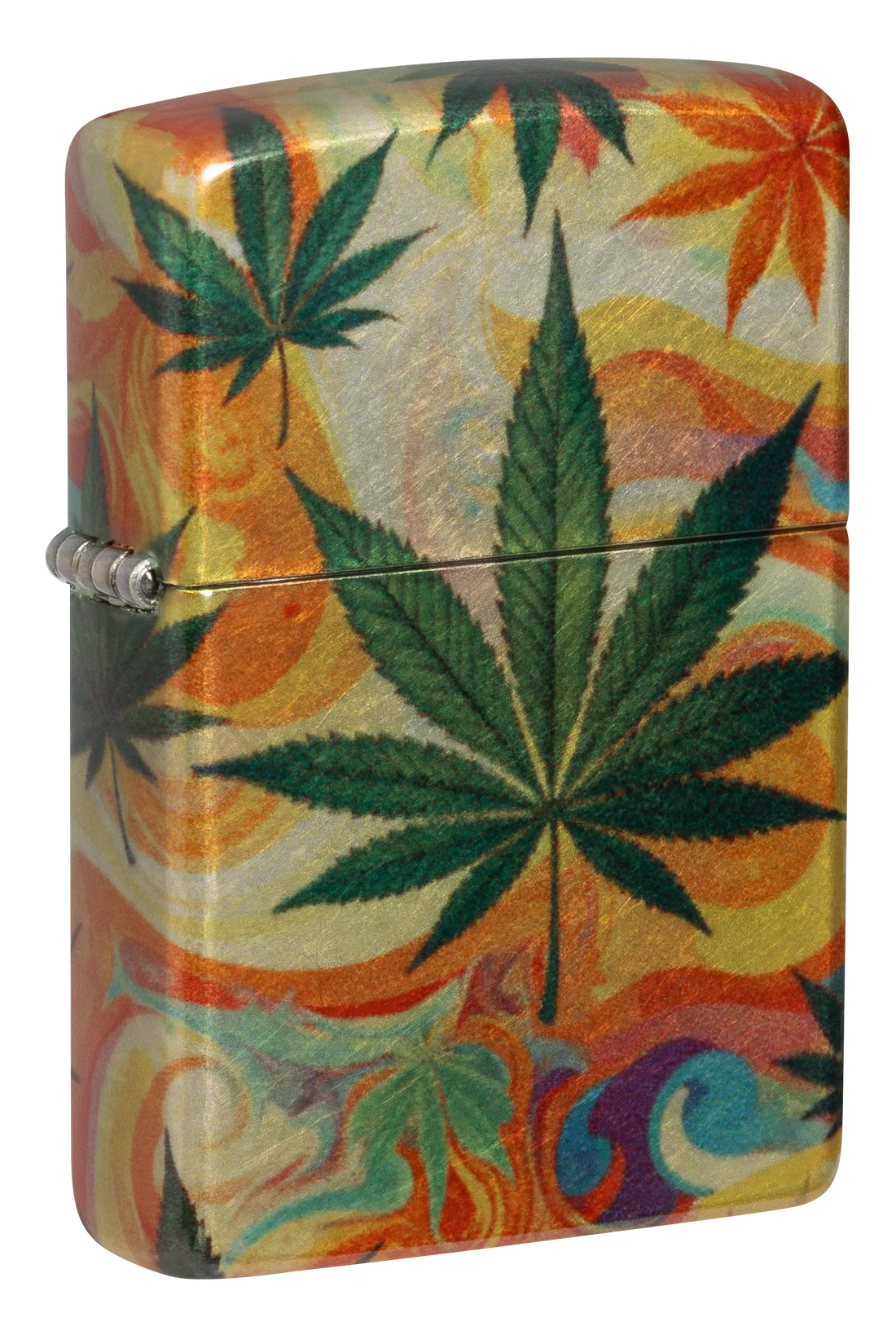 Zippo 47270 vžigalnik Psychedelic Leaves, Tumbled Chrome Fusion