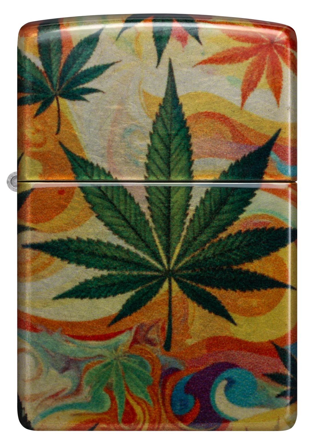 Zippo 47270 vžigalnik Psychedelic Leaves, Tumbled Chrome Fusion