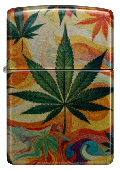 Zippo 47270 vžigalnik Psychedelic Leaves, Tumbled Chrome Fusion