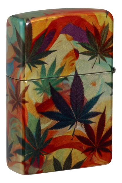 Zippo 47270 vžigalnik Psychedelic Leaves, Tumbled Chrome Fusion