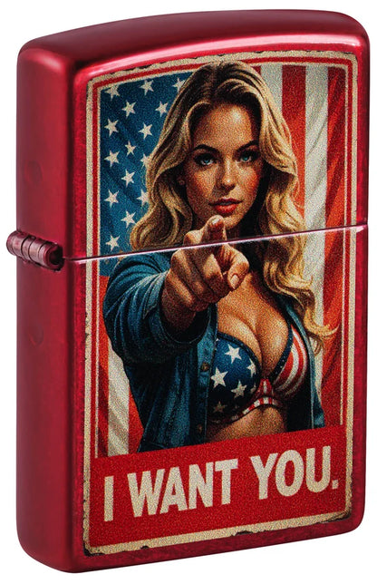 Zippo 47273 vžigalnik I Want You Poster Girl, Candy Apple Red