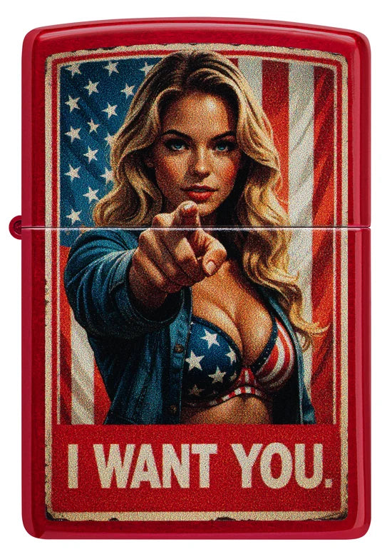 Zippo 47273 vžigalnik I Want You Poster Girl, Candy Apple Red