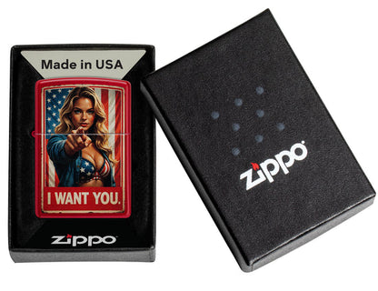 Zippo 47273 vžigalnik I Want You Poster Girl, Candy Apple Red