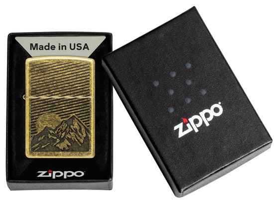 Zippo 47432 vžigalnik Mountain & Moon, Antique Brass