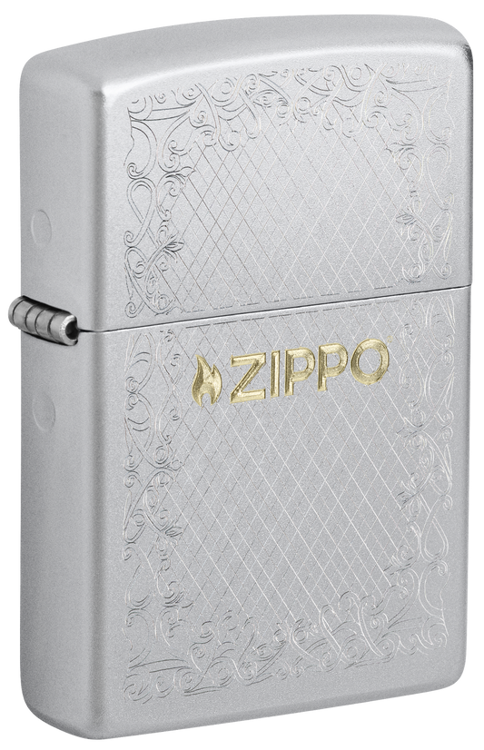 Zippo 47454 vžigalnik Frame Pattern, Satin Chrome
