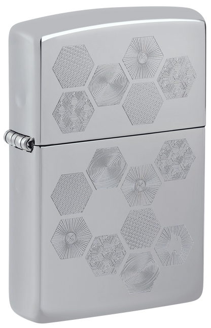 Zippo 47457 vžigalnik Geometric Honeycomb, High Polish Chrome