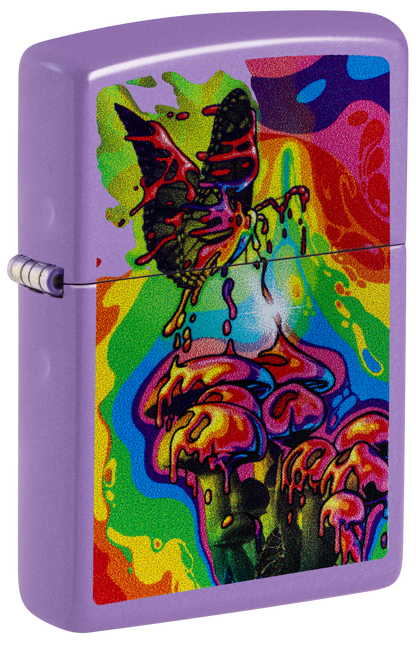 Zippo 47510 vžigalnik Psychedelic Mushrooms & Butterfly, Smoky Lavender Matte