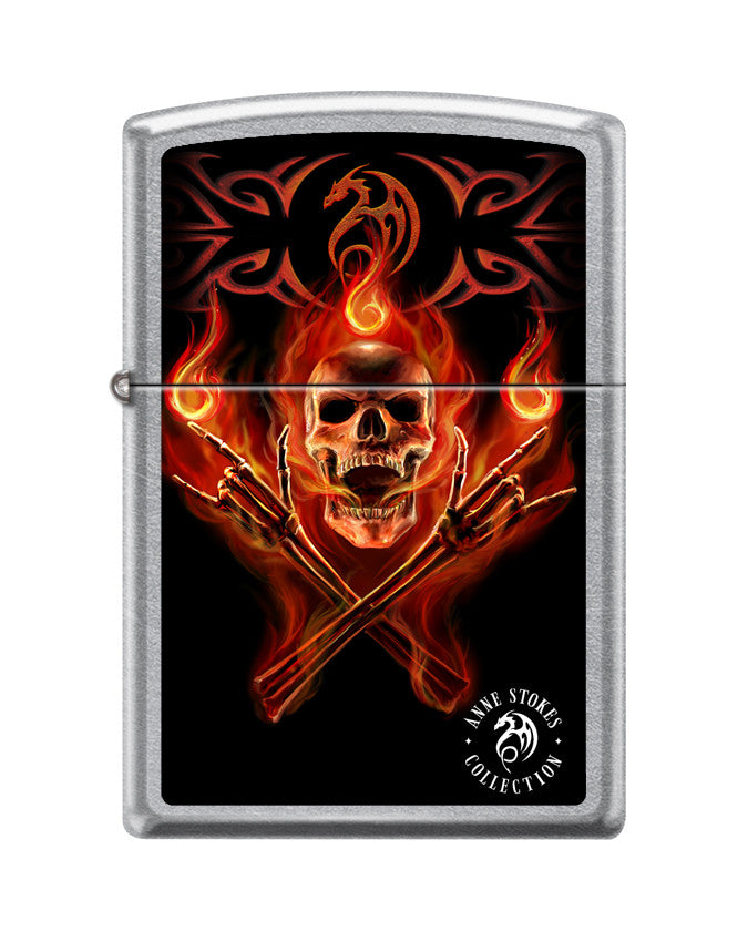Zippo 47579 vžigalnik Anne Stokes - Rocker Skeleton in Flames