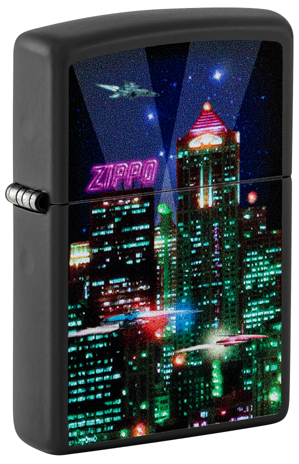 Zippo 48506 vžigalnik Cyber City, Black Matte