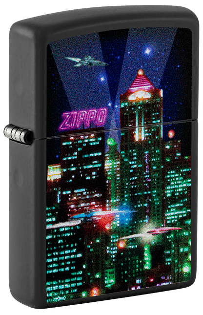 Zippo 48506 vžigalnik Cyber City, Black Matte