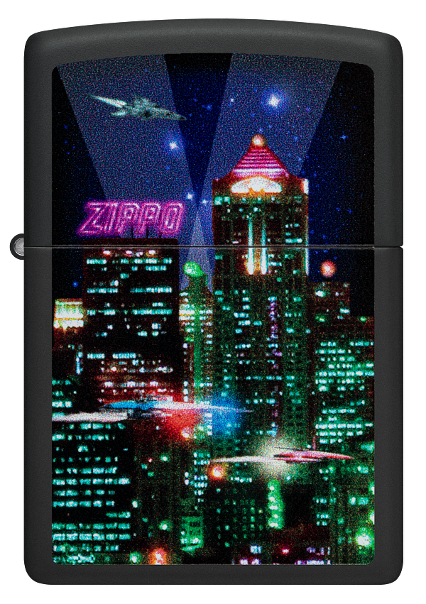 Zippo 48506 vžigalnik Cyber City, Black Matte