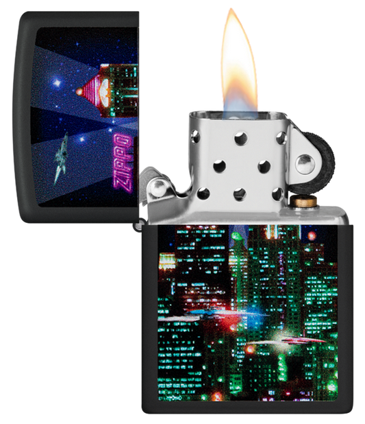 Zippo 48506 vžigalnik Cyber City, Black Matte