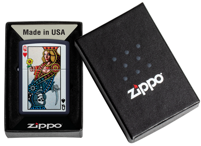 Zippo 48723 vžigalnik Queen of Hearts, Navy Matte