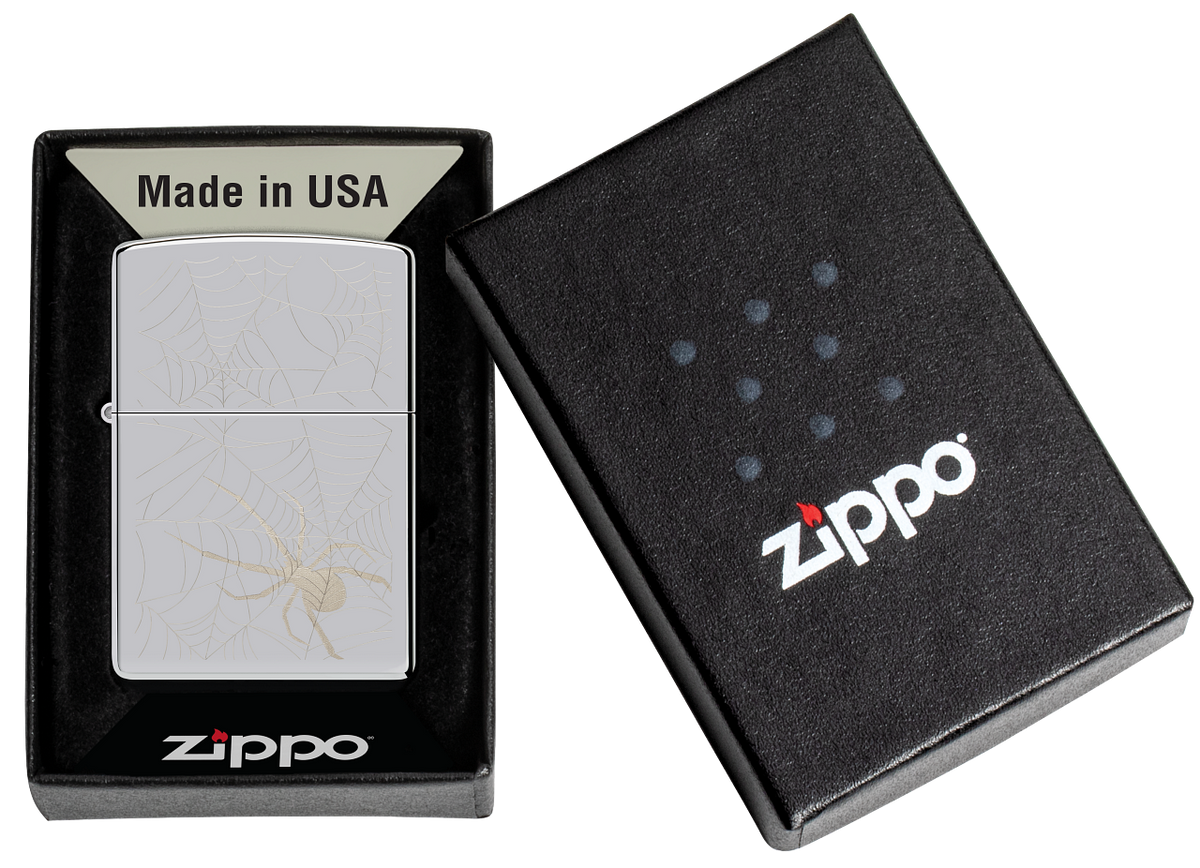 Zippo vžigalnik 48767 Spider Web, High Polish Chrome