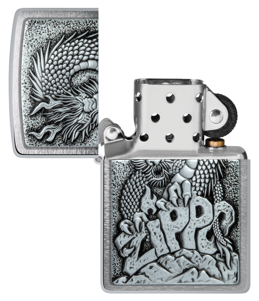 Zippo vžigalnik 48902 Dragon Emblem Brushed Chrome