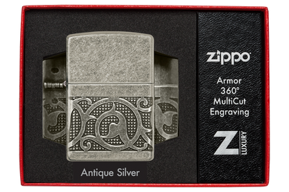 Zippo vžigalnik 49290 Pattern Armor Antique Silver