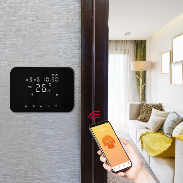 Termostat 49683035 gretje in hlajenje 230V WI-FI smart, črn