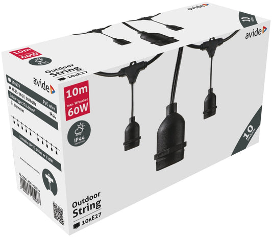 Avide 925967 Kabel za žarnice E27 - 10 vtičnic 10m IP44