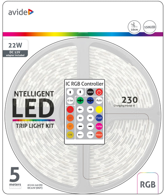 Trak LED SMD 5m 22W 12V IC RGB 1650lm 30LED/m IP65 + pametni kontrolnik ABLSBL12V5050-30RGB-IC65